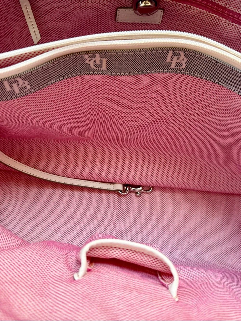 Dooney & Bourke Cream and Gray Monogram Satchel Like New